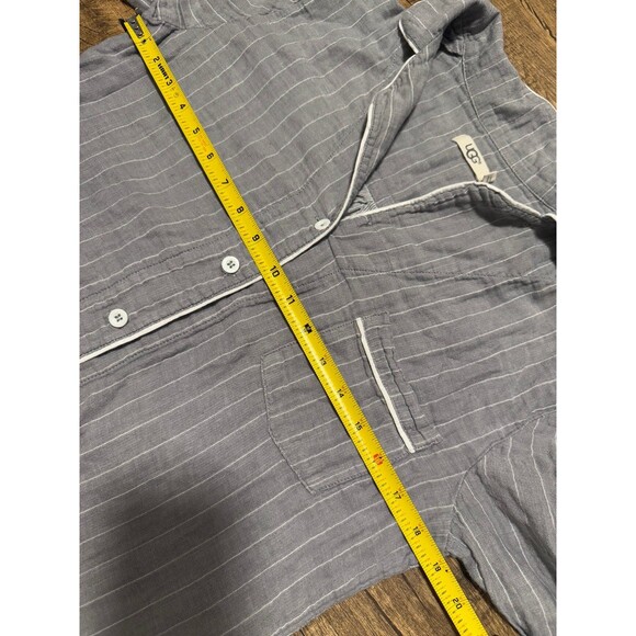 Ugg pinstriped 100% cotton button down pj top - Picture 3 of 5